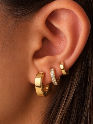 Set de Pendientes Impermeables de Aro Dorados