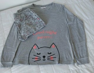 Pijama Milano de Mujer Gris Estampado
