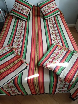 Set Colcha, Cortinas y Cojines Vintage algodon