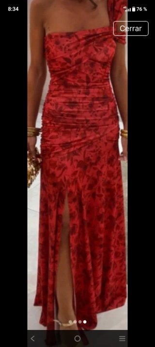 Vestido largo rojo estampado