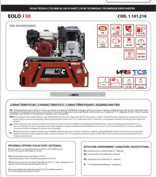 Motocompresor Eolo 130 con Motor Honda