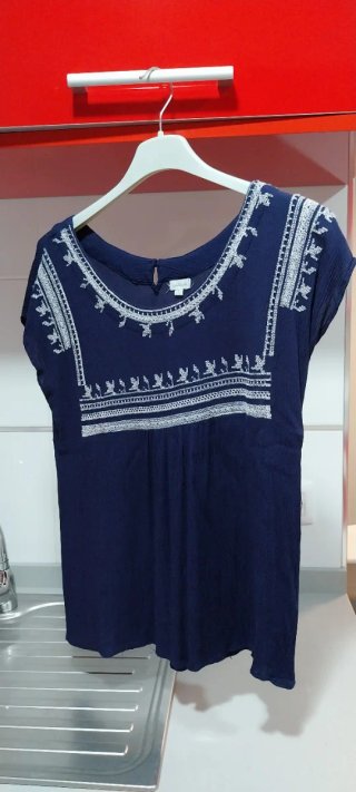 Blusa Natura Azul con Bordados