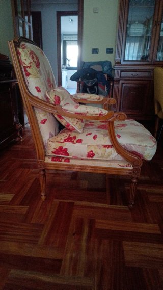 Sillón de Madera con Tapizado Estampado