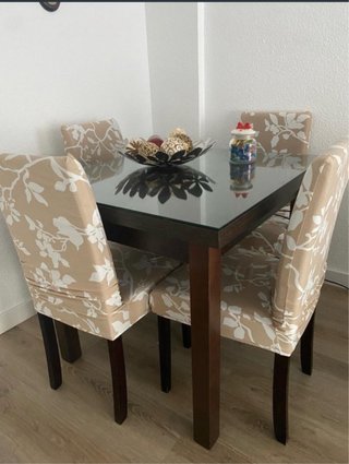 Mesa abatible de comer con cristal de 1,5 cm