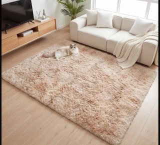 Alfombra Grande de Felpa Beige salón