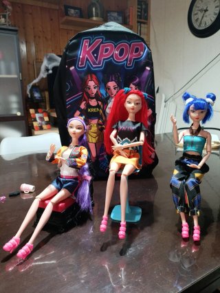 3 Muñecas Guerreras K-Pop con Mochila
