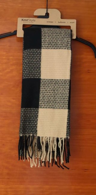 Bufanda Kmt Style Cuadros beige y negro
