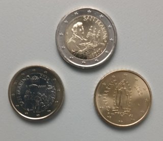 3 Monedas San Marino 50 cts 1 y 2 E 2026