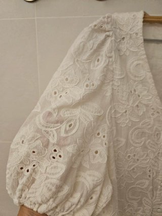 Vestido Midi Calado Suizo Blanco