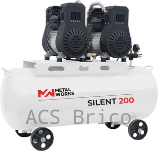 Compresor de Aire 200 Litros Sin Aceite 10 Bar 400V - Silent 200 - METALWORKS