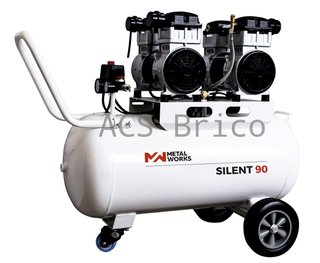 Compresor de Aire 90 Litros Sin Aceite 9 Bar 230V - Silent 90 - METALWORKS