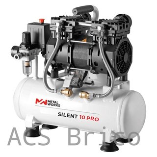 Compresor de Aire 10 Litros Sin Aceite 8 Bar 230V - Silent 10 Pro - METALWORKS