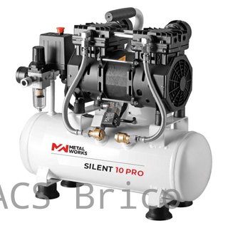 Compresor de Aire 10 Litros Sin Aceite 8 Bar 230V - Silent 10 Pro - METALWORKS