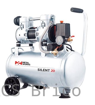 Compresor de Aire 18 Litros Sin Aceite 8 Bar 230V - Silent 20 - METALWORKS