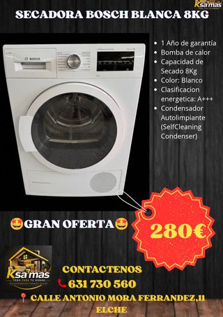 Secadora Bosch 8kg Blanca