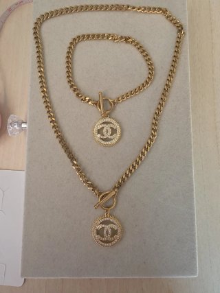 Conjunto de Collar y Pulsera Chanel Acero inoxidab