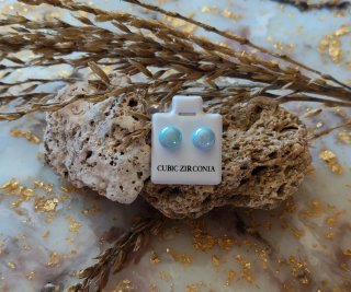 Pendientes de bola azul cielo nacarado