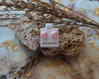 Pendientes de bola rosa nacarado