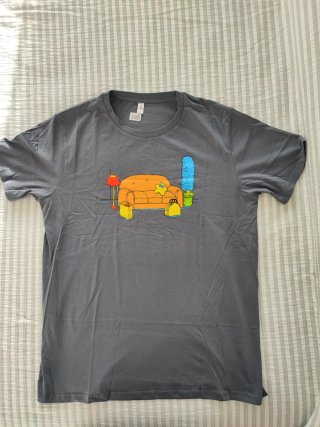 Camiseta  Simpson Gris Estampada Talla L UNISEX