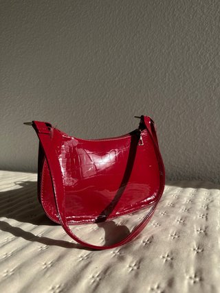 Bolso de hombro burdeos efecto cocodrilo