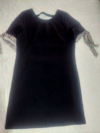 Vestido Negro Manga Corta Talla 40