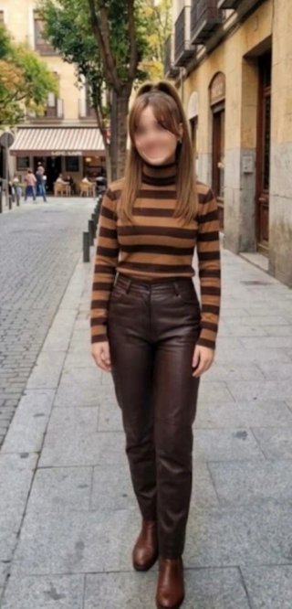 Jersey Cuello Vuelto Rayas Marrón H&M