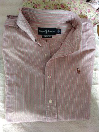 Camisa Ralph Lauren Rayas Rosa y Blanca