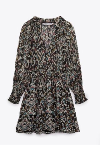 Vestido Zara Fruncido Estampado Talla S