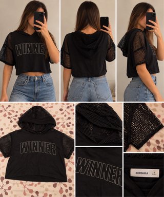 Camiseta Bershka Negra con Capucha
