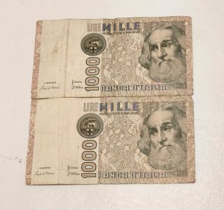Lotto di 2 Banconote da 1000 Lire Italiane 1982