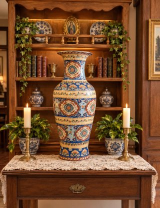 Jarrón de Porcelana Estilo Chino