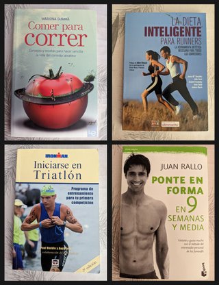 Lote 4 libros de running, triatlón y nutrición