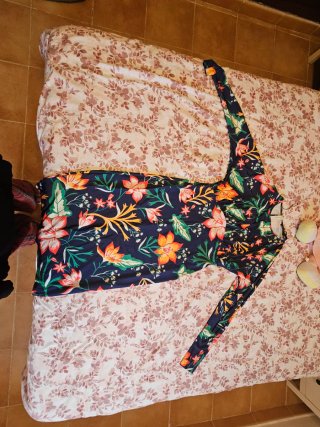 Vestido Estampado Floral Manga Larga