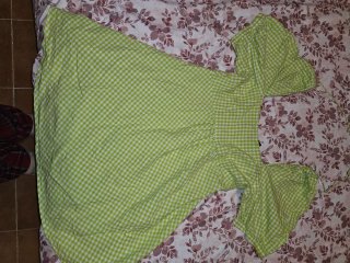 Vestido de cuadros verde y blanco