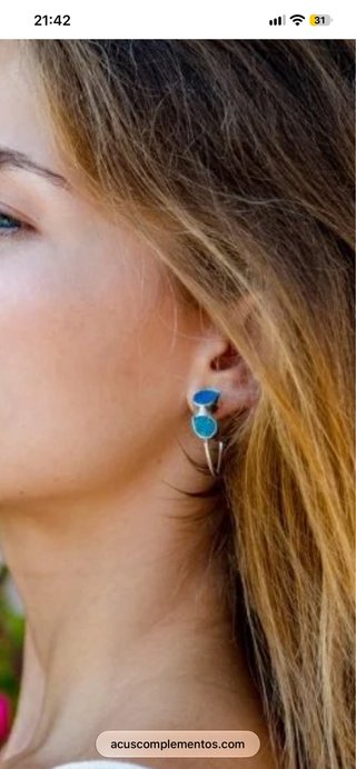 Pendientes Aros Thira Acus Plata azul turquesa