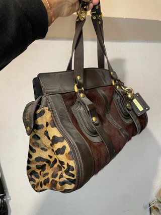 Bolso de Cuero con Estampado Leopardo