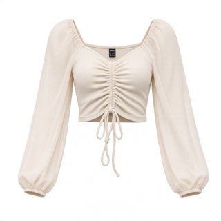 Blusa Beige con Mangas Abullonadas