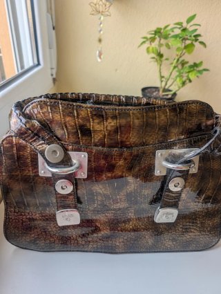 Bolso vintage,de Piel Marrón verdoso
