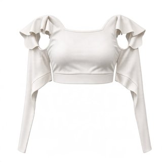 Crop top blanco con volantes