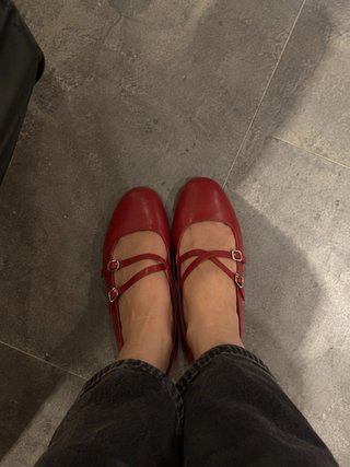Bailarinas Rojas con Doble Hebilla