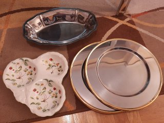 Lote 5 Bajoplatos, Fuente y Plato Porcelana