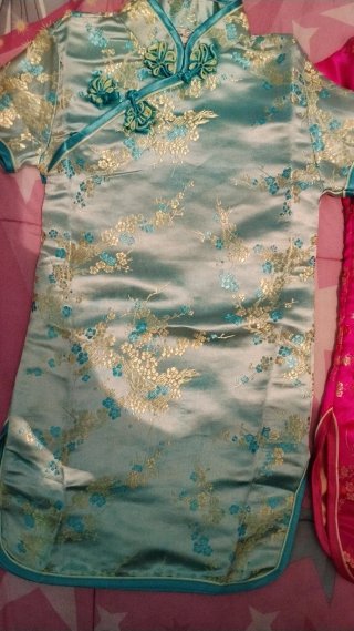 Vestido estilo oriental turquesa