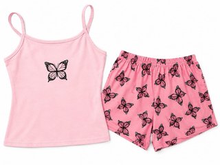 Conjunto Rosa con Estampado de Mariposas