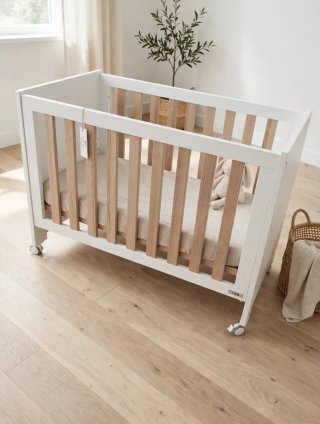 Cuna de madera y blanco 120x60 cm