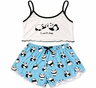 Conjunto de Pijama con Estampado de Pandas