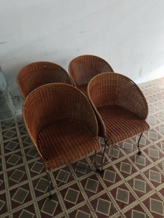 4 sillón vintage mimbre/ratán de hierro