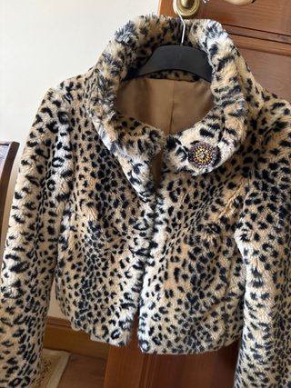 Chaquetón de Pelo Estampado Leopardo
