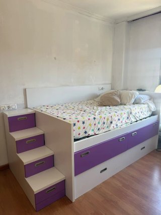 Cama Juvenil con Escalera y Cajones