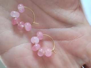 Pendientes aro cuarzo rosa