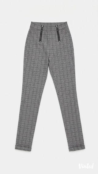 Pantalón de vestir con cuadros y cremalleras